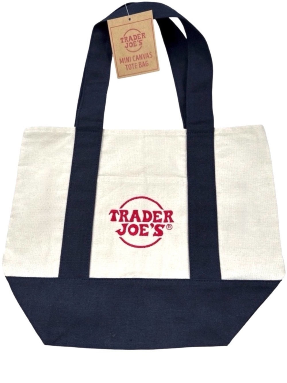 Trader Joe's Canvas Tote with Navy Trim